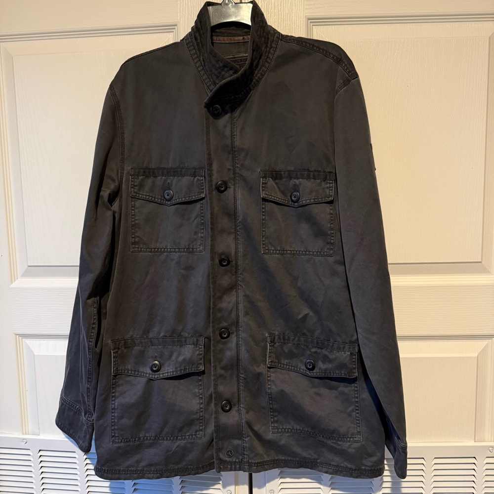 Converse One Star Men M Charcoal Grey Cotton Zip Button Utility Military Jacket